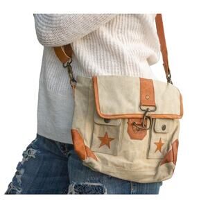 Crossbody Canvas Purse BACKROADS TEXTILES Rustic Vintage Style Unisex Bag